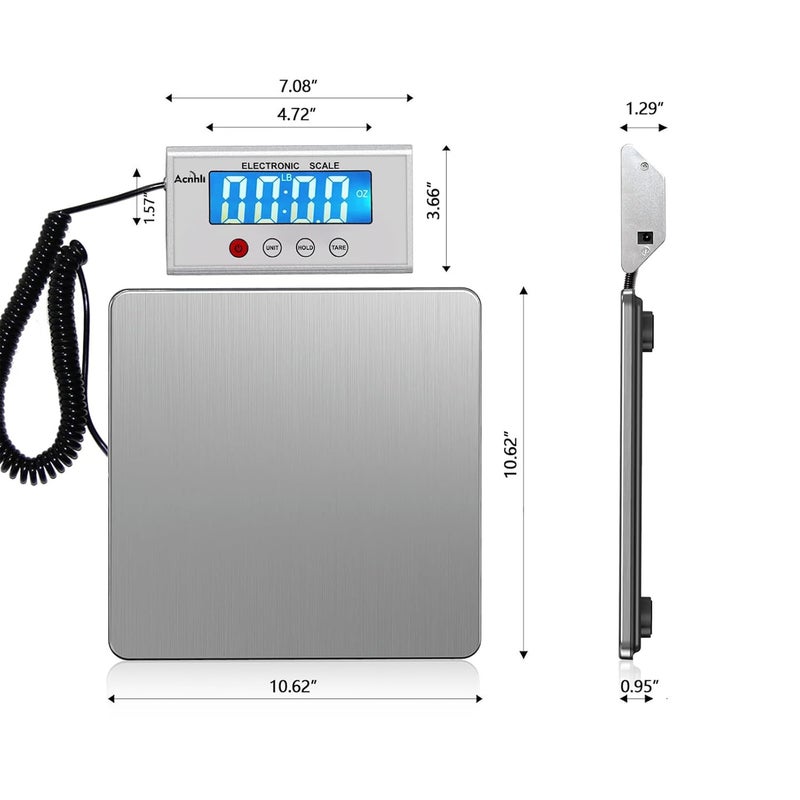 Acnhli Digital Shipping Scales 440 pounds, Stainless Steel Heavy Duty Postal Scale for Warehouses, Homes, Offices, and Courier Companies, Including Product Manuals and adapters - Image 2